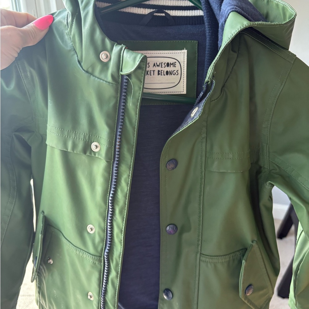 Kids Green Raincoat with Hood